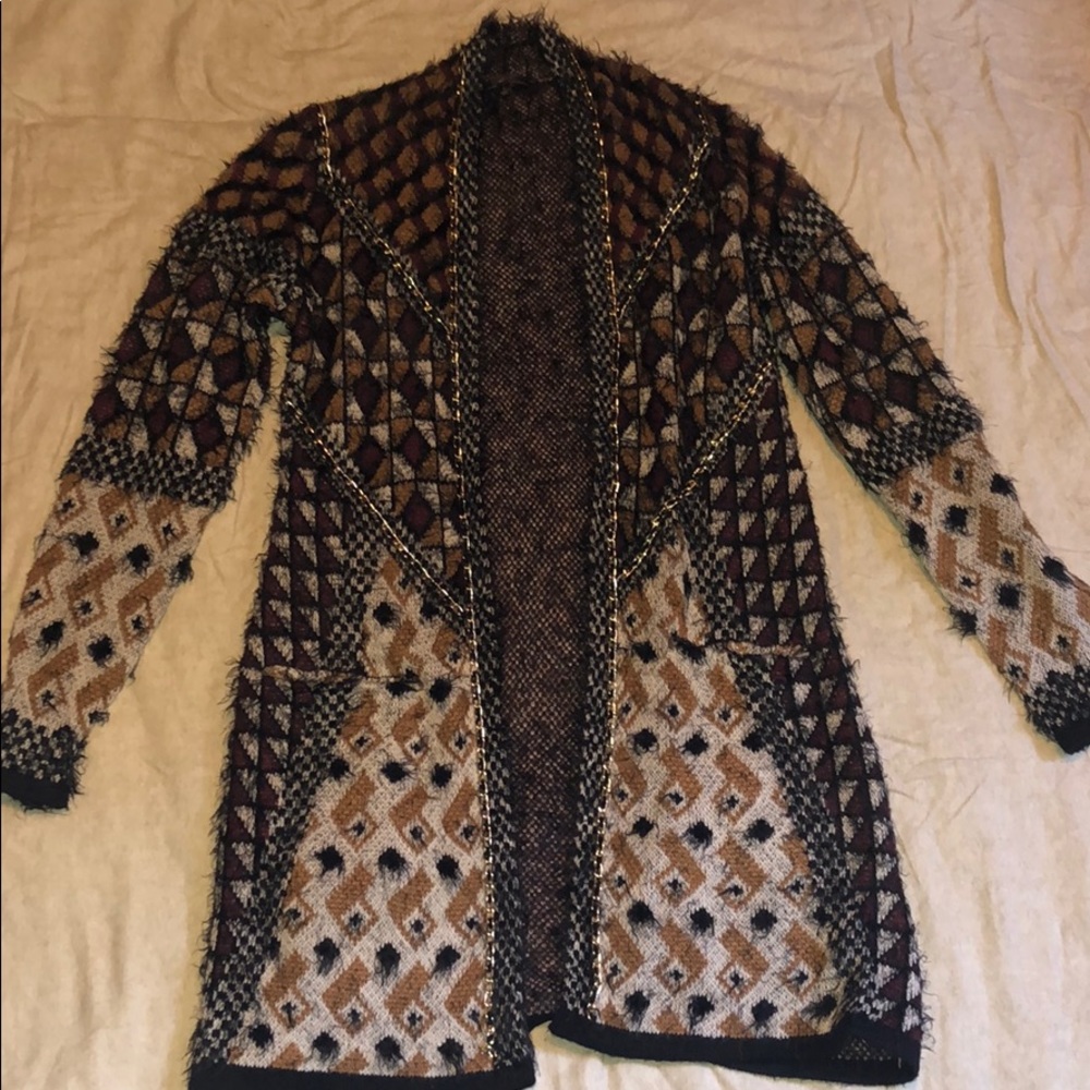 Aztec chain link long sweater